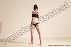 Underwear Martial art Woman White Moving poses Slim medium brown Dynamic poses Academic